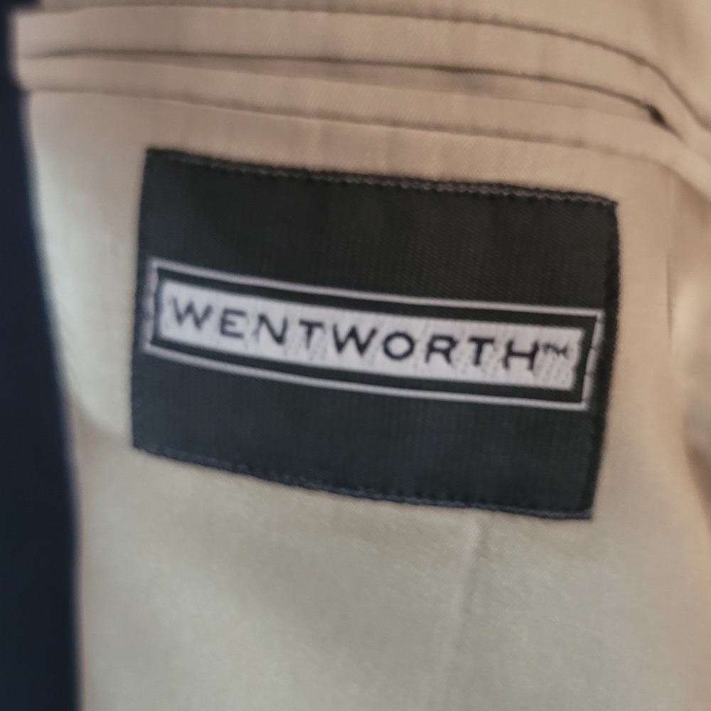 Wentworth Blazer Mens 48R Navy Blue Gold Crest Button 2-Button Sport Coat - Picture 6 of 16
